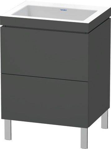 Duravit L-Cube Möbelwaschtisch c-bonded mit Unterbau bodenstehend, LC6936N, 600 x 480mm, 2 Schubkästen