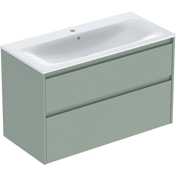 Geberit Renova Plan Badmöbel-Set 100x62,1x48cm, salbeigrün/lackiert seidenmatt