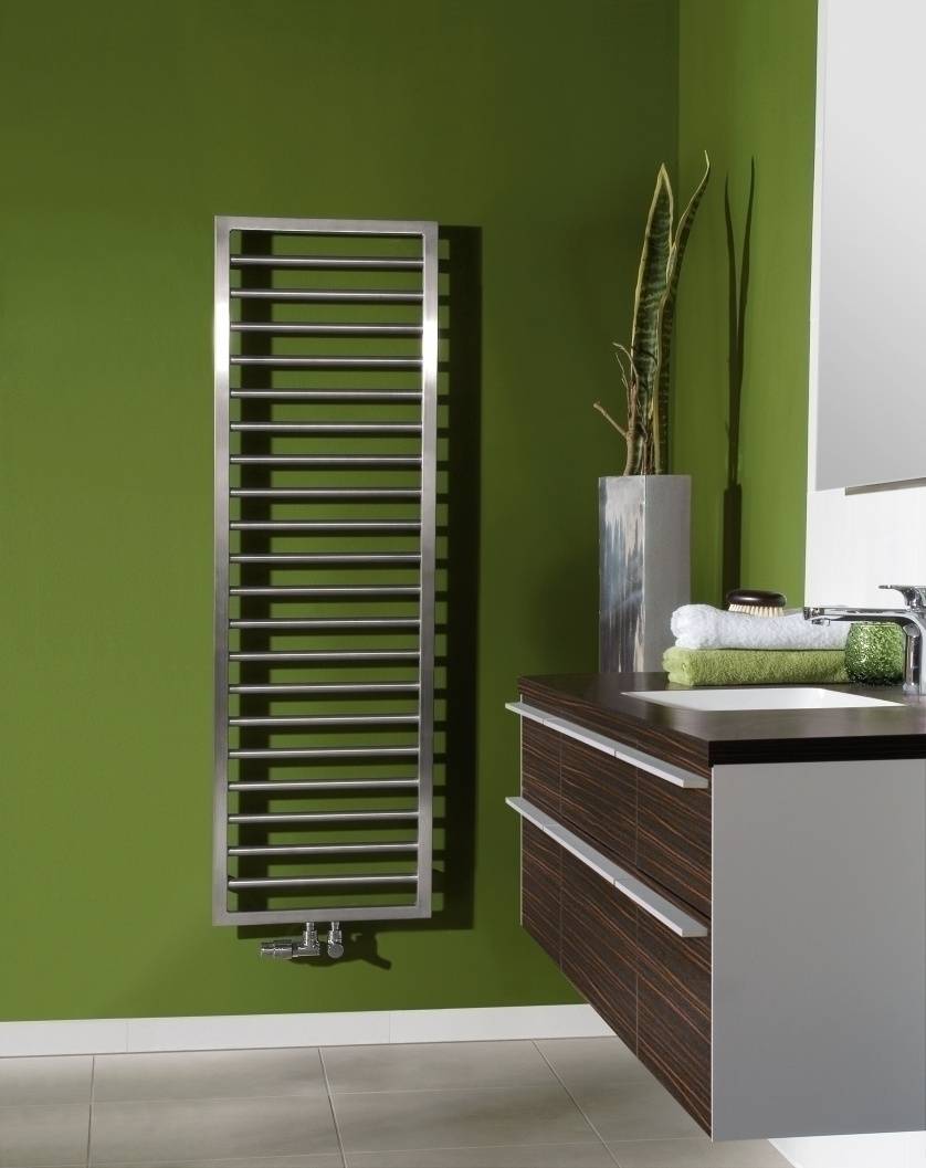 Subway bathroom radiator for hot water connection stainless steel, model SUBI-150-045