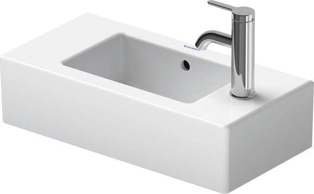 Vero Handwaschbecken 500 mm, mit Überlauf Hahnloch links, weiß