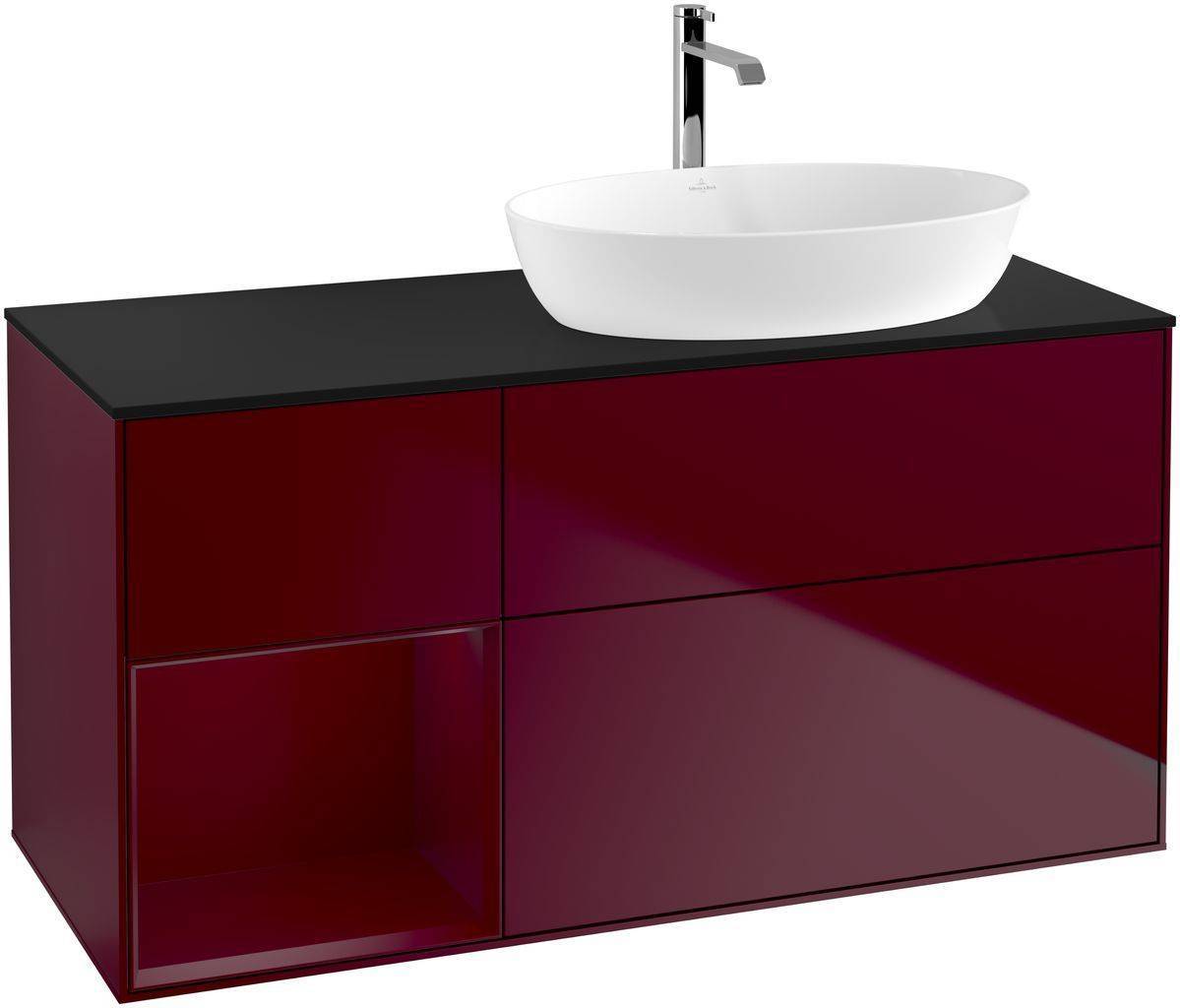 Villeroy & Boch Finion Waschtischunterschrank 1200 x 603 x 501mm, Abdeckplatte schwarz matt