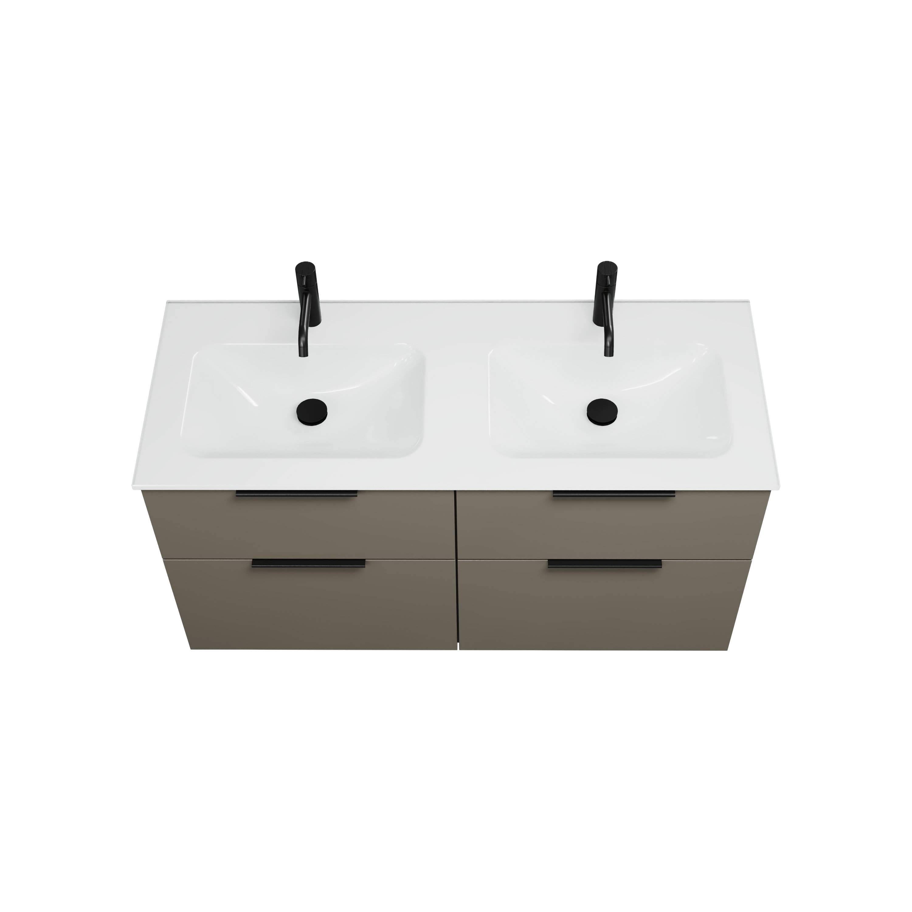 burgbad Eqio Badmöbel-Set SEYY122 mit Glas-Waschtisch, Grau Hochglanz/Weiß