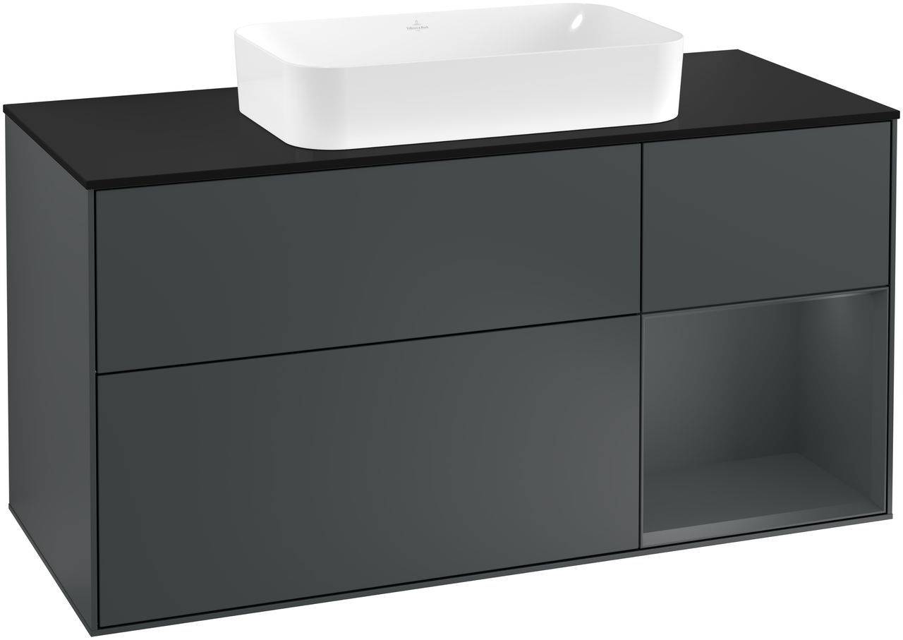 Villeroy & Boch Finion Waschtischunterschrank 1200 x 603 x 501mm, Abdeckplatte schwarz matt