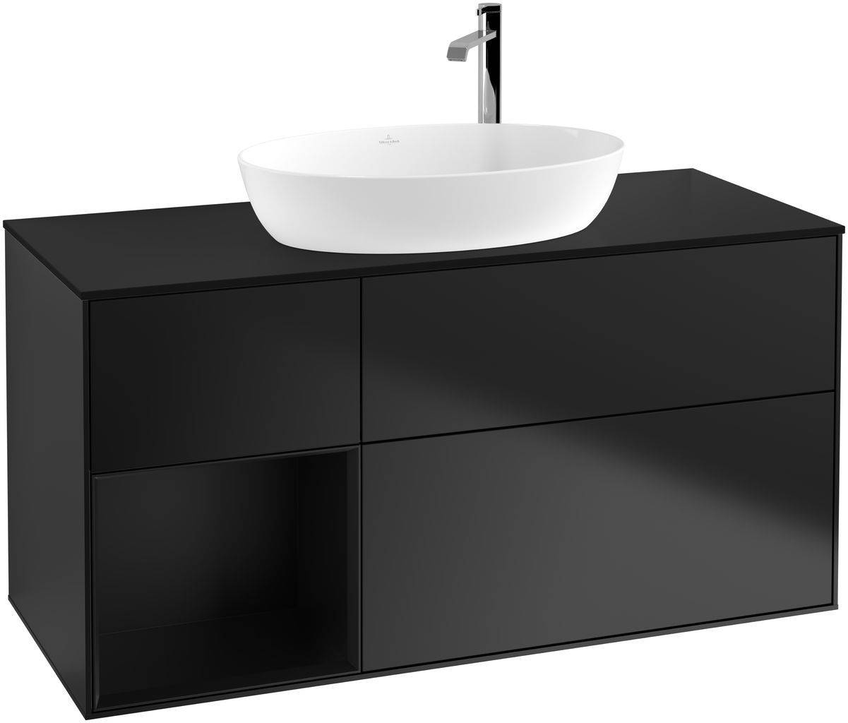 Villeroy & Boch Finion Waschtischunterschrank 1200 x 603 x 501mm, Abdeckplatte schwarz matt