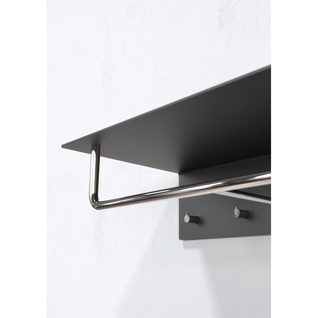 UNU Wandgarderobe 4003 mit 4 Haken schwarz matt/edelstahl poliert