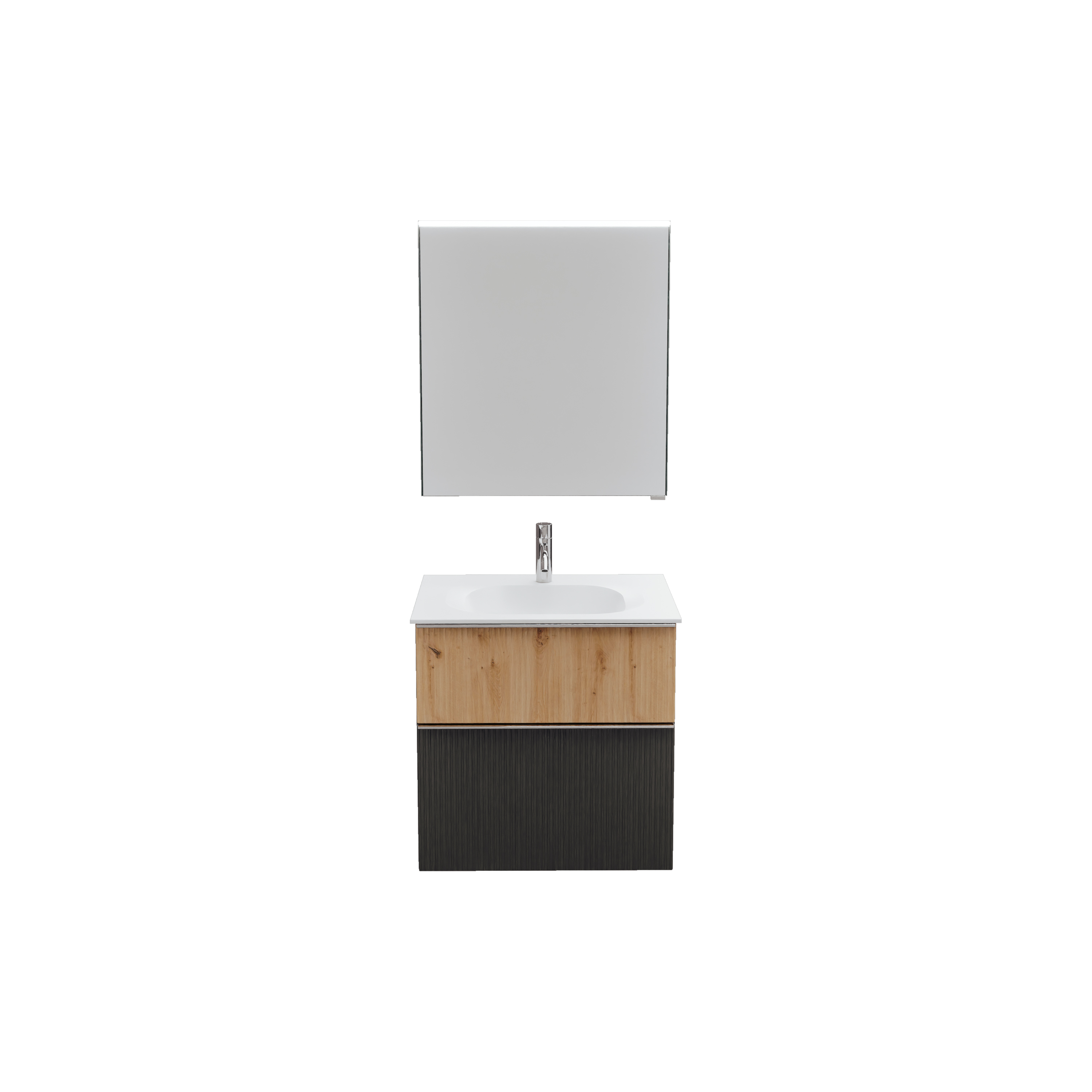 burgbad Fiumo 2.0 Badmöbel-Set 620mm Graphit Softmatt, Griff Chrom G0146
