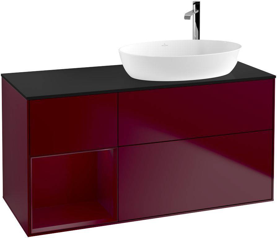 Villeroy & Boch Finion Waschtischunterschrank 1200 x 603 x 501mm, Abdeckplatte schwarz matt