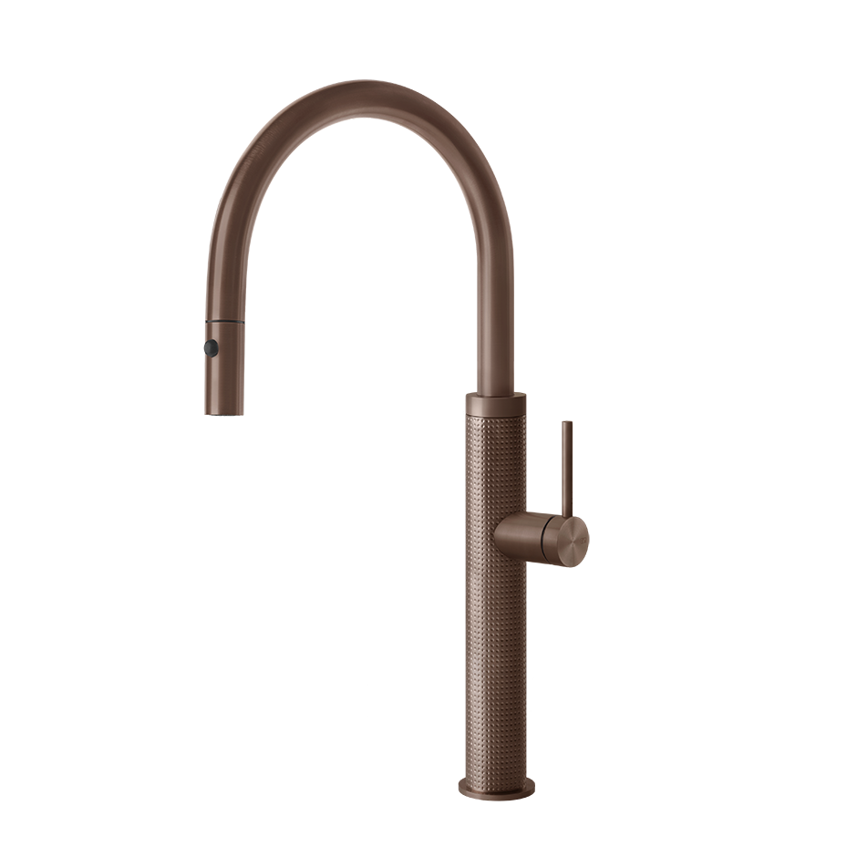 Gessi CESELLO Einhebel-Küchenmischer mit Schwenkarm, Kupfer gebürstet