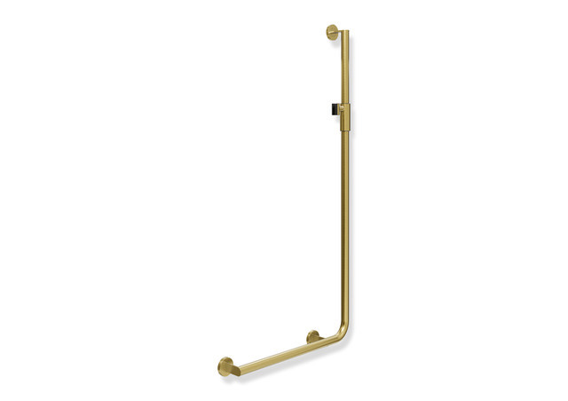 HEWI System 900 Winkelgriff mit Brausehalter 1250 x 600 mm, links, Ø32, Magnetbrausehalter