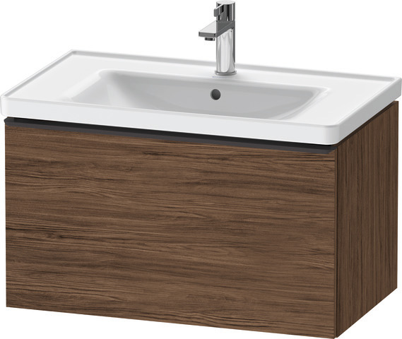 Duravit D-Neo Waschtischunterbau wandhängend mit Möbelgriff Diamantschwarz