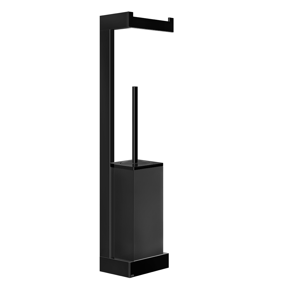 Gessi Rettangolo Wand-Toilettenbürstengarnitur mit Papierrollenhalter, Behälter schwarz