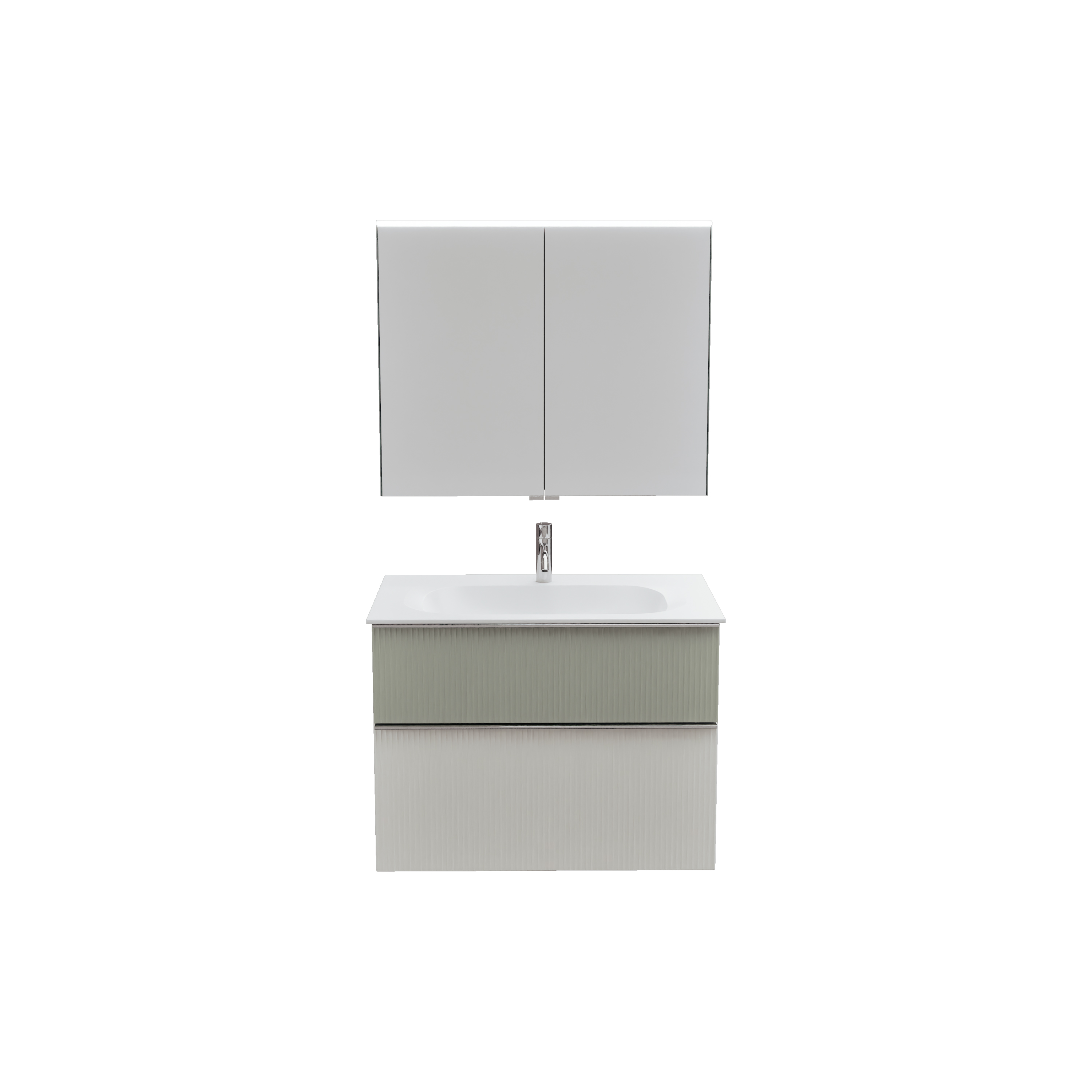 burgbad Fiumo 2.0 Badmöbel-Set 820mm Veloursgrau Softmatt, Griff Chrom G0146