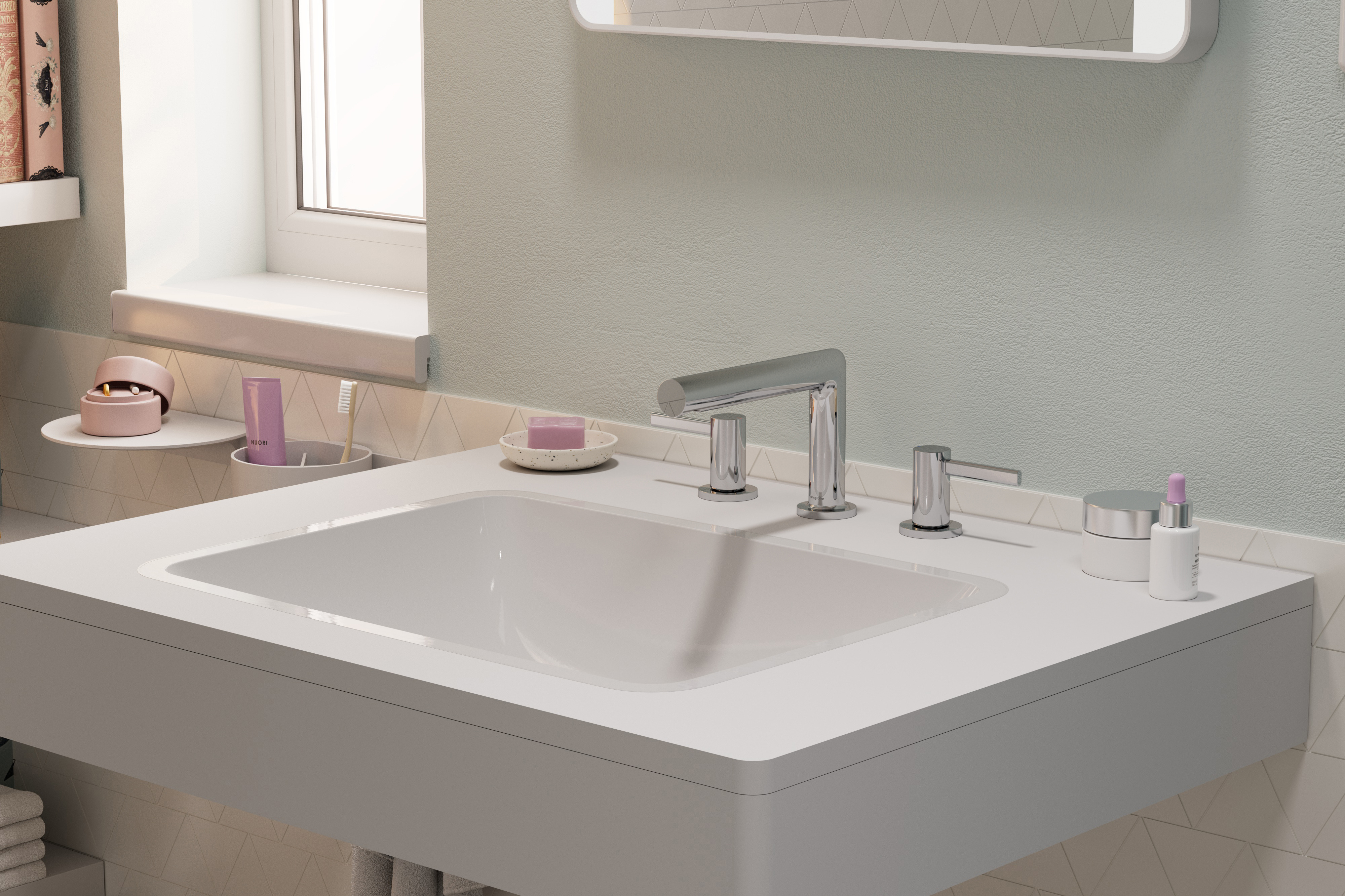 Hansgrohe Zesis S 3-Loch Waschtischarmatur 100 mit Zugstangen-Ablaufgarnitur