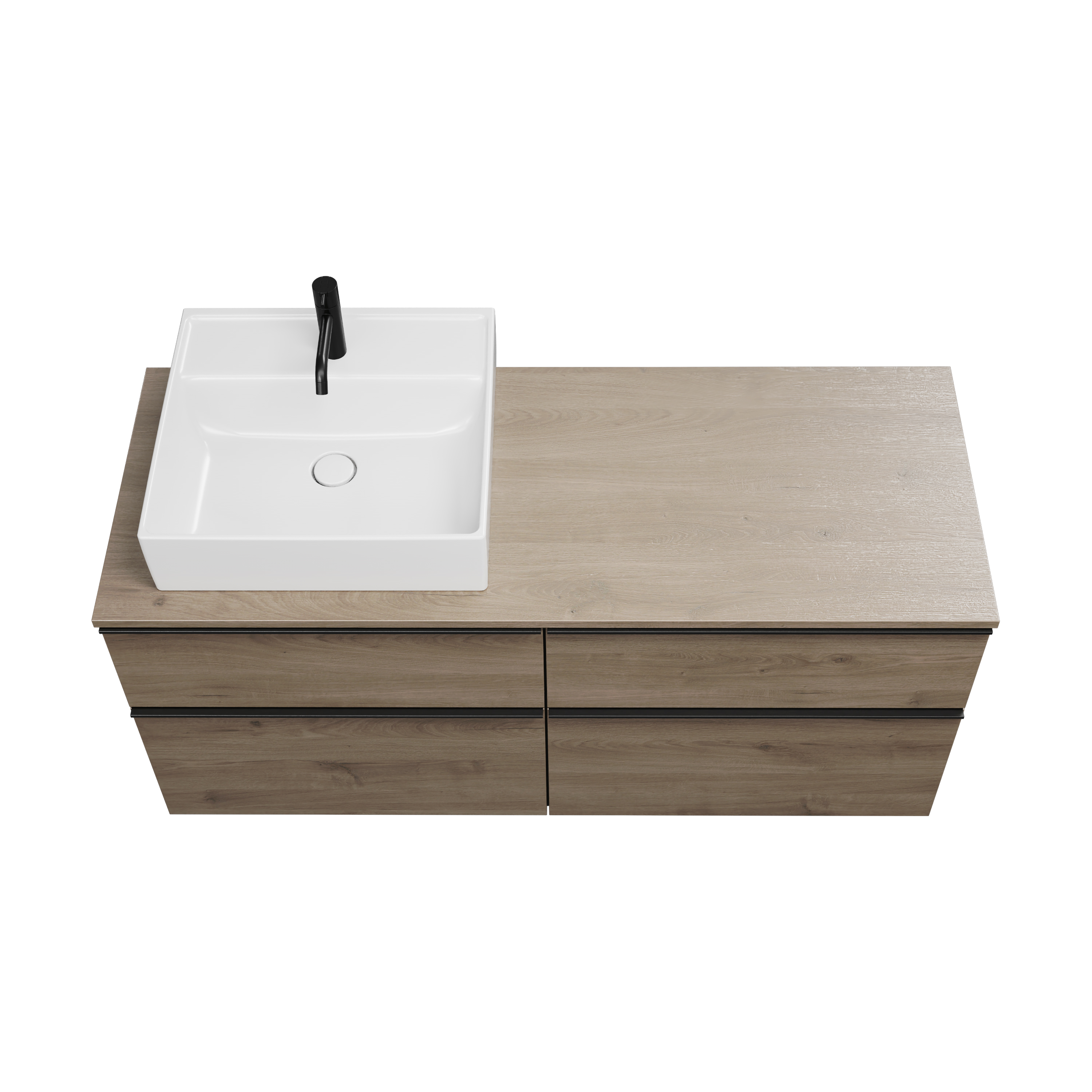 burgbad Eqio Badmöbel-Set SGUS140 Eiche Dekor Caramel/Alpinweiss