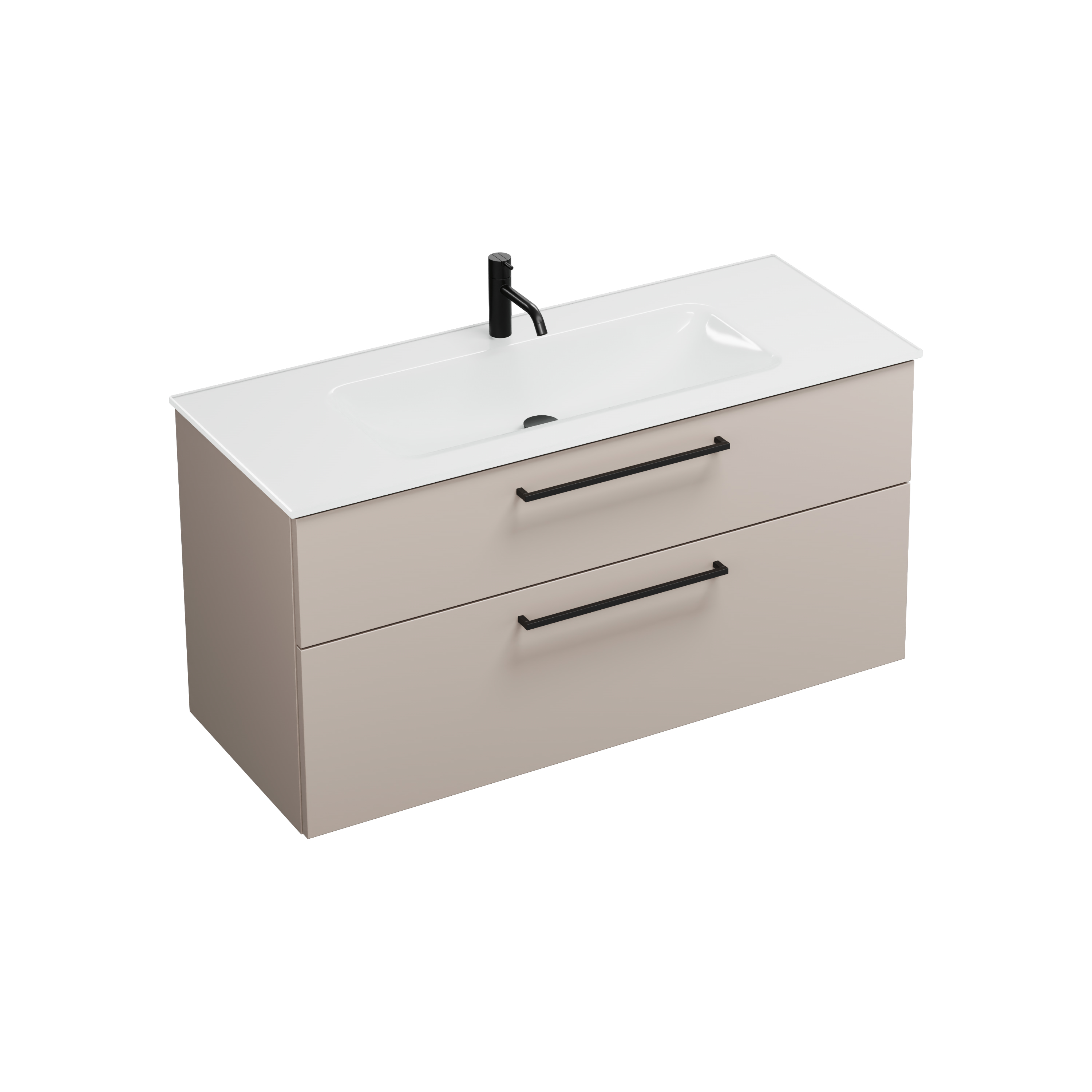 Eqio Badmöbel-Set SEYX122 mit Glas-Waschtisch, Lichtgrau Matt/Weiß