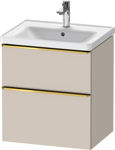 Duravit D-Neo Waschtischunterbau wandhängend mit Möbelgriff Gold poliert