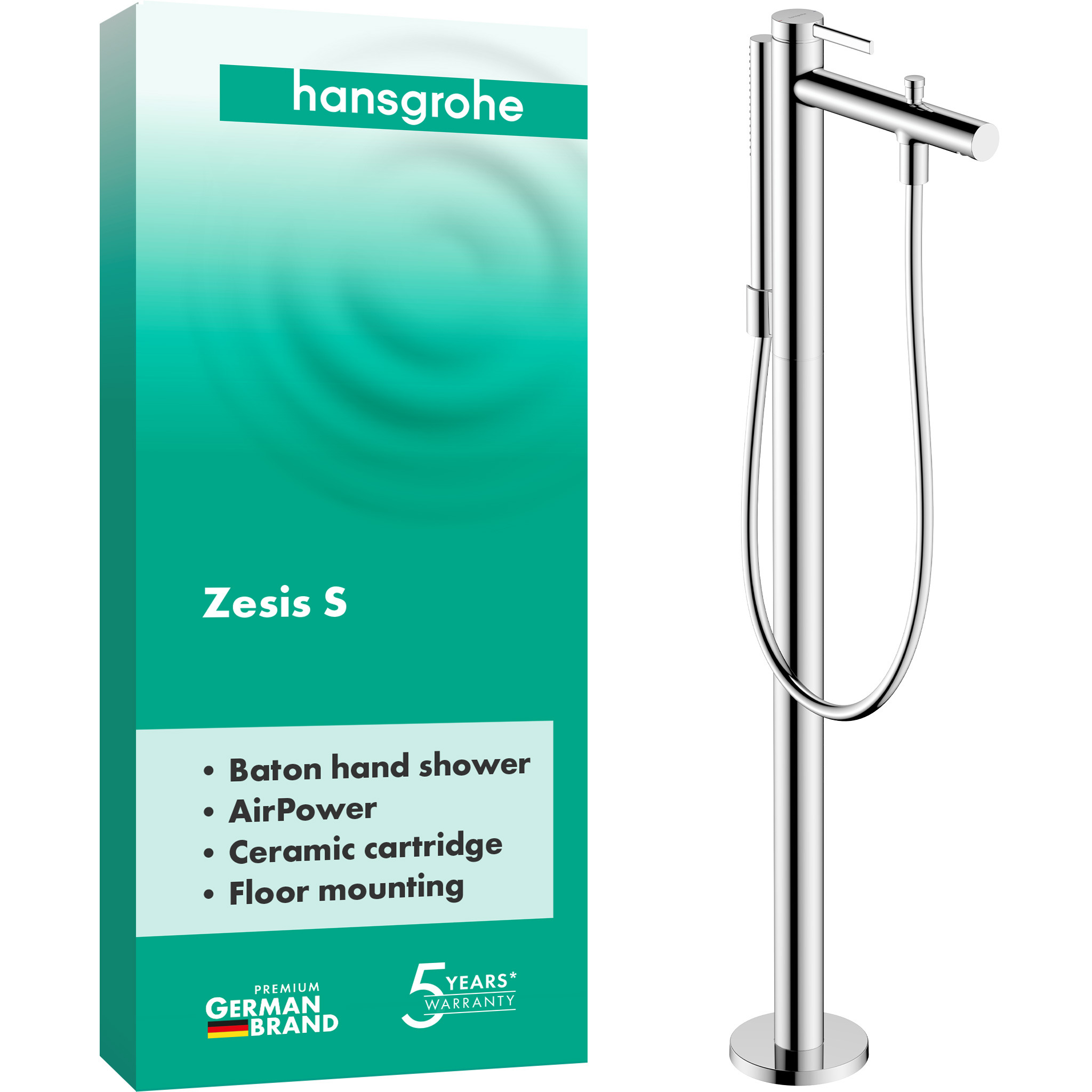 Zesis S single-lever bath mixer, floor-standing