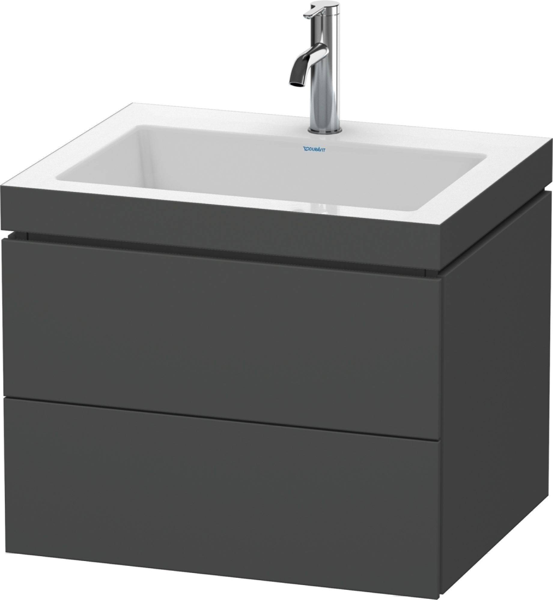 L-Cube Möbelwaschtisch c-bonded mit Unterbau wandhängend, LC6926O, 600 x 480mm, 2 Schubkästen