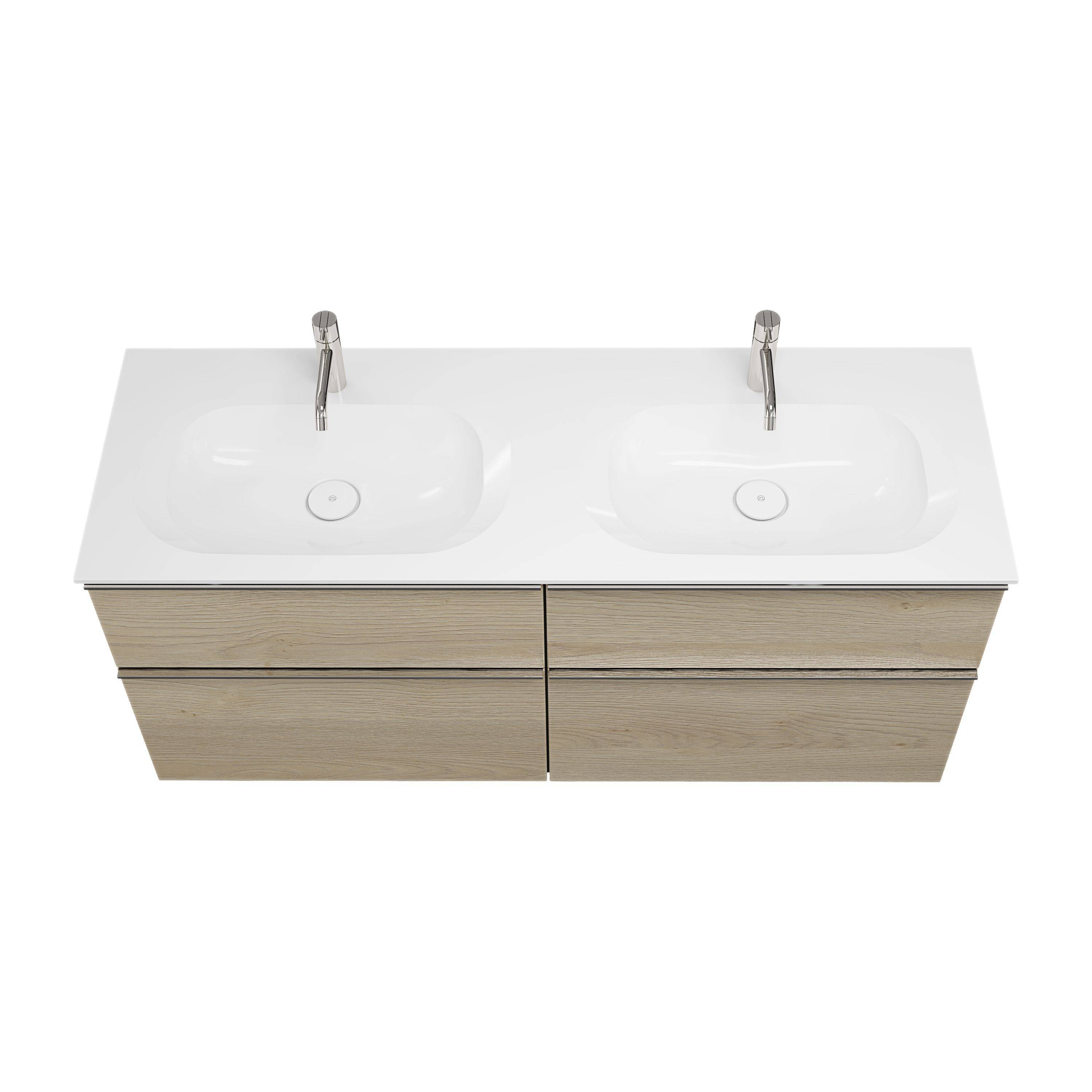 burgbad Fiumo Waschtisch mit Waschtischunterschrank SGGR142, Eiche Dekor Cashmere/Alpinweiss