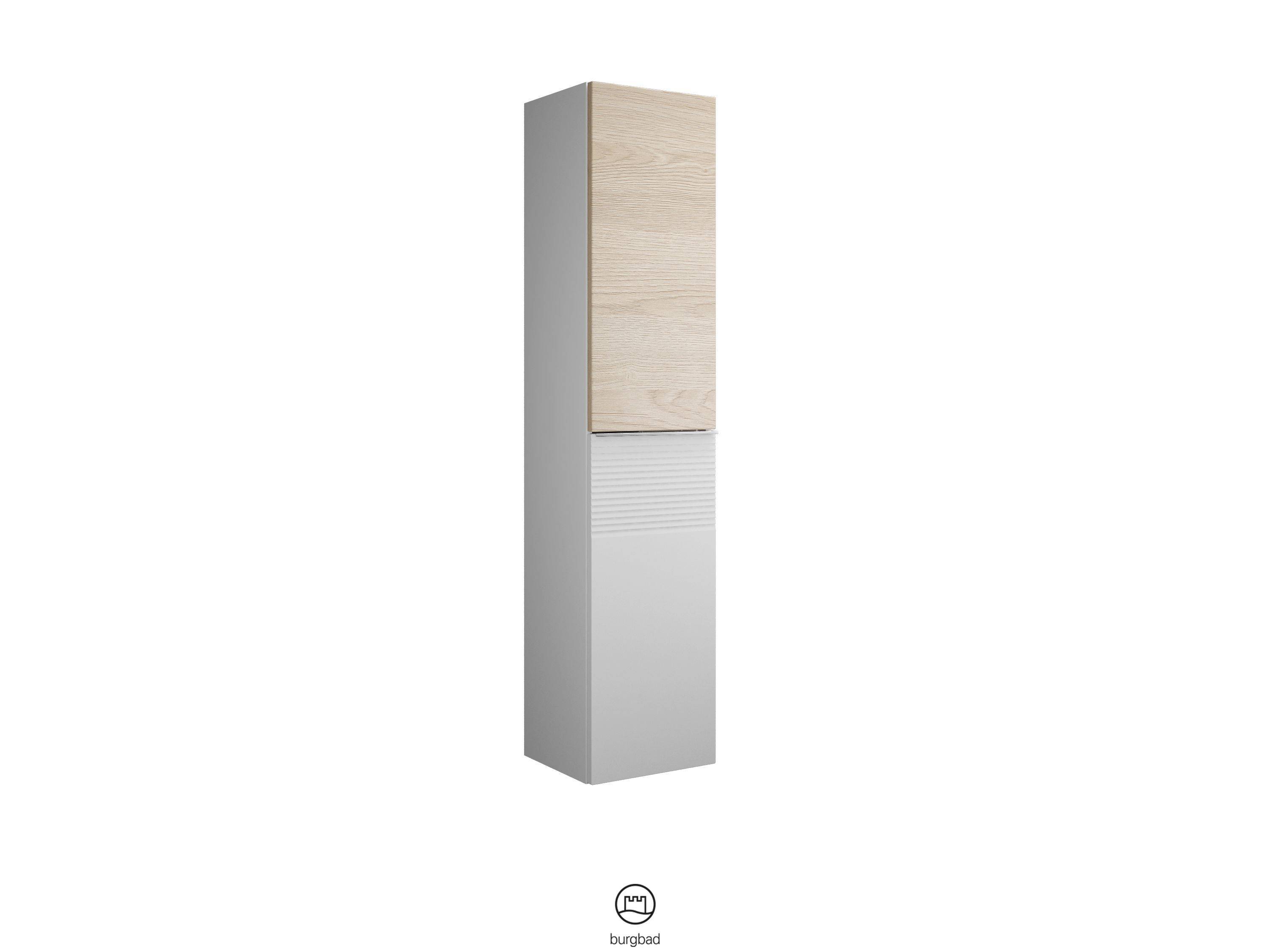 burgbad Fiumo Hochschrank mit Plisseestruktur unten 1600x350x320 Weiß Matt