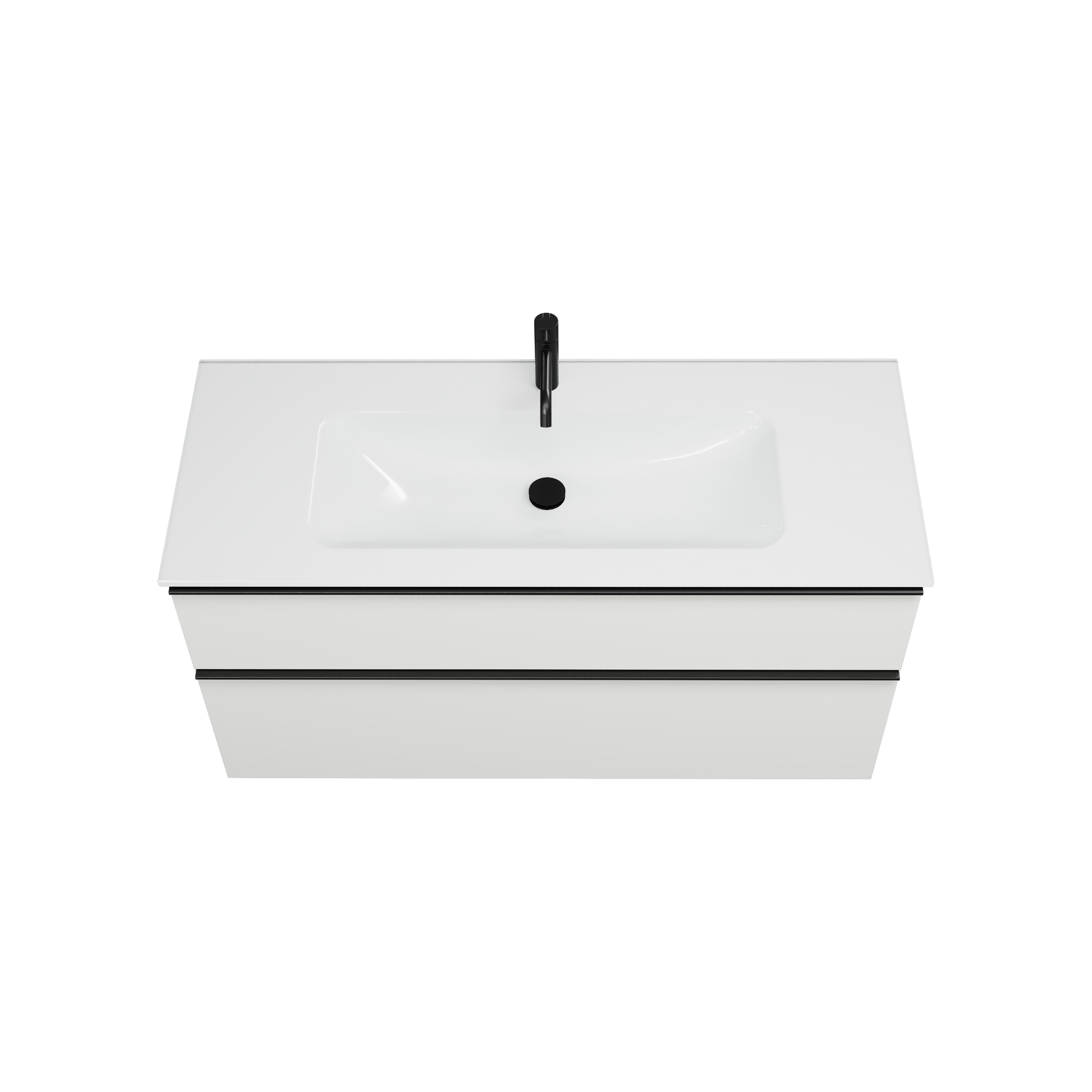 burgbad Eqio Badmöbel-Set SEYX122 mit Glas-Waschtisch, Weiß Hochglanz/Weiß