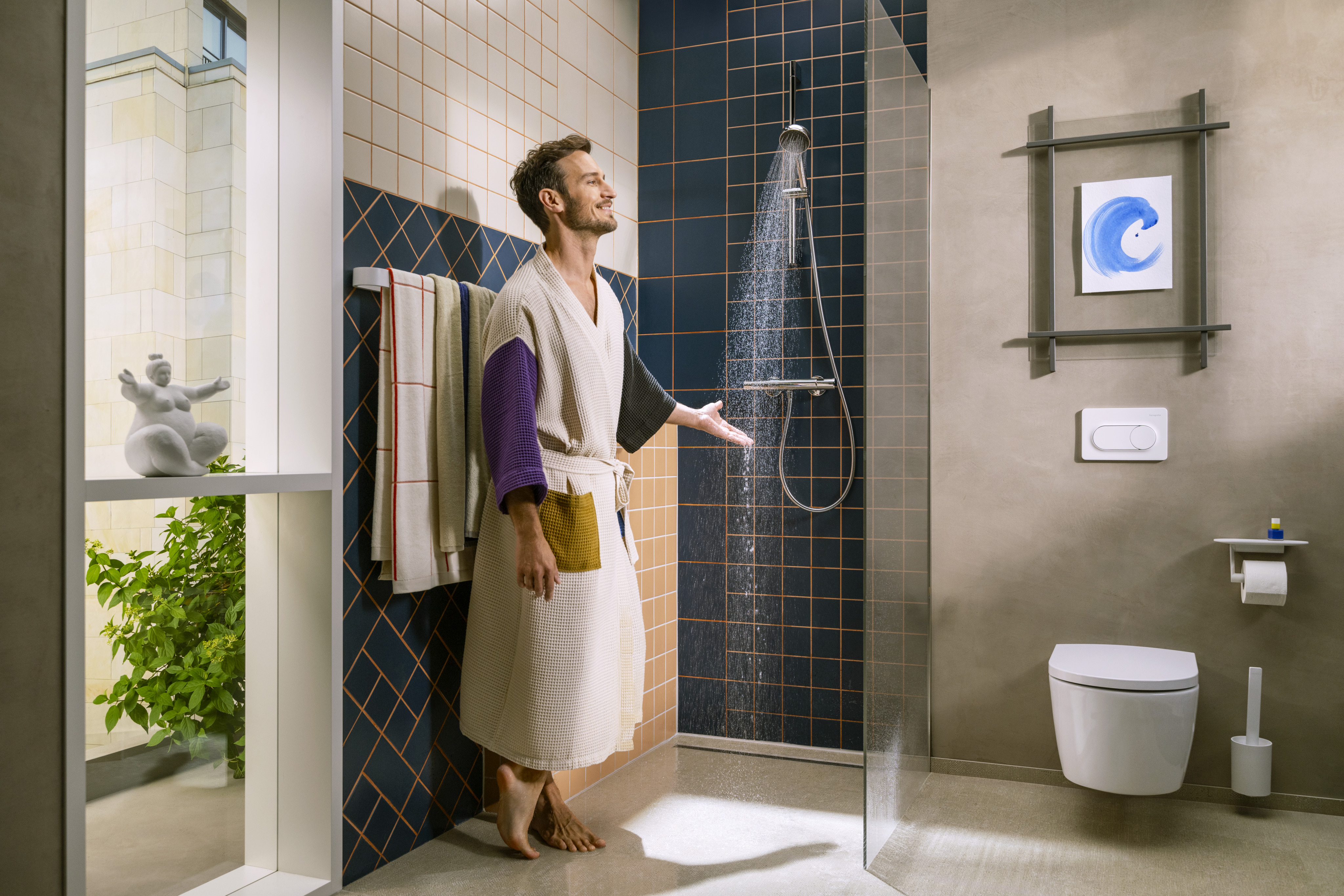 Activera Select S exposed shower system 95 water-saving with Ecostat Fine and shower rail 65 cm