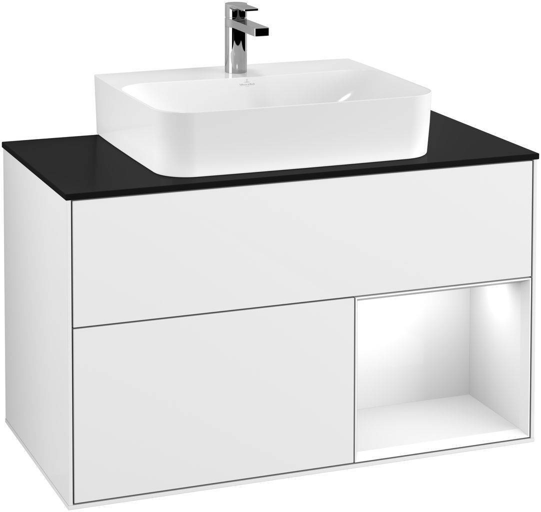 Villeroy & Boch Finion Waschtischunterschrank 1000 x 603 x 501mm, Abdeckplatte schwarz matt