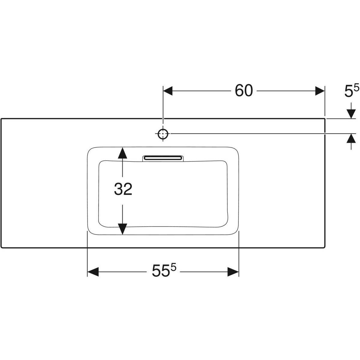 One Möbelwaschtisch 120cm, Abgang horizontal