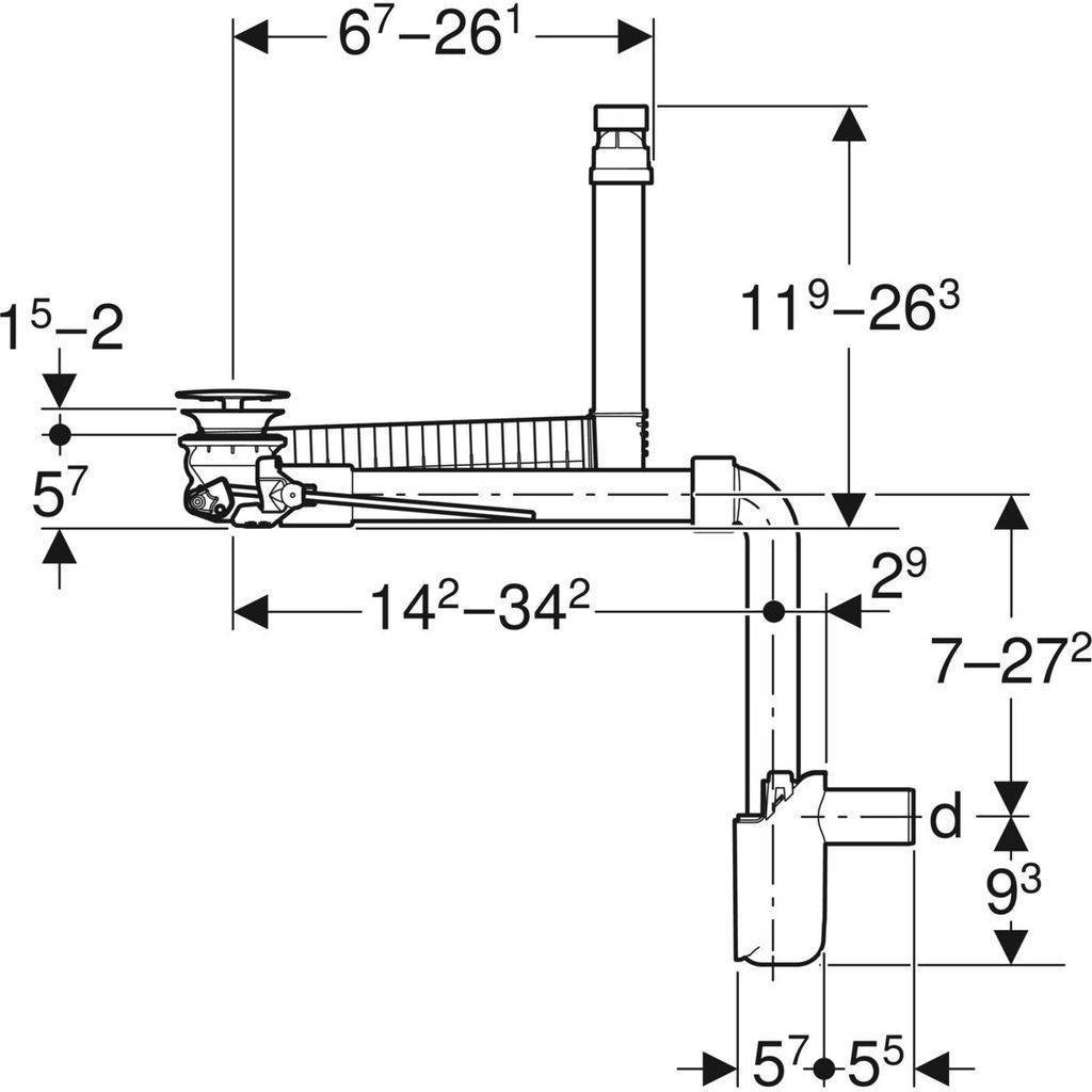 Waschbeckenablauf Raumsparmodell Clou System