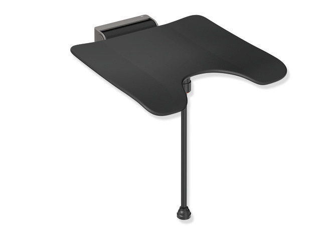 HEWI System 900 Klappsitz mit Hygieneausschnitt 450 x 525mm, mit Bodenstütze