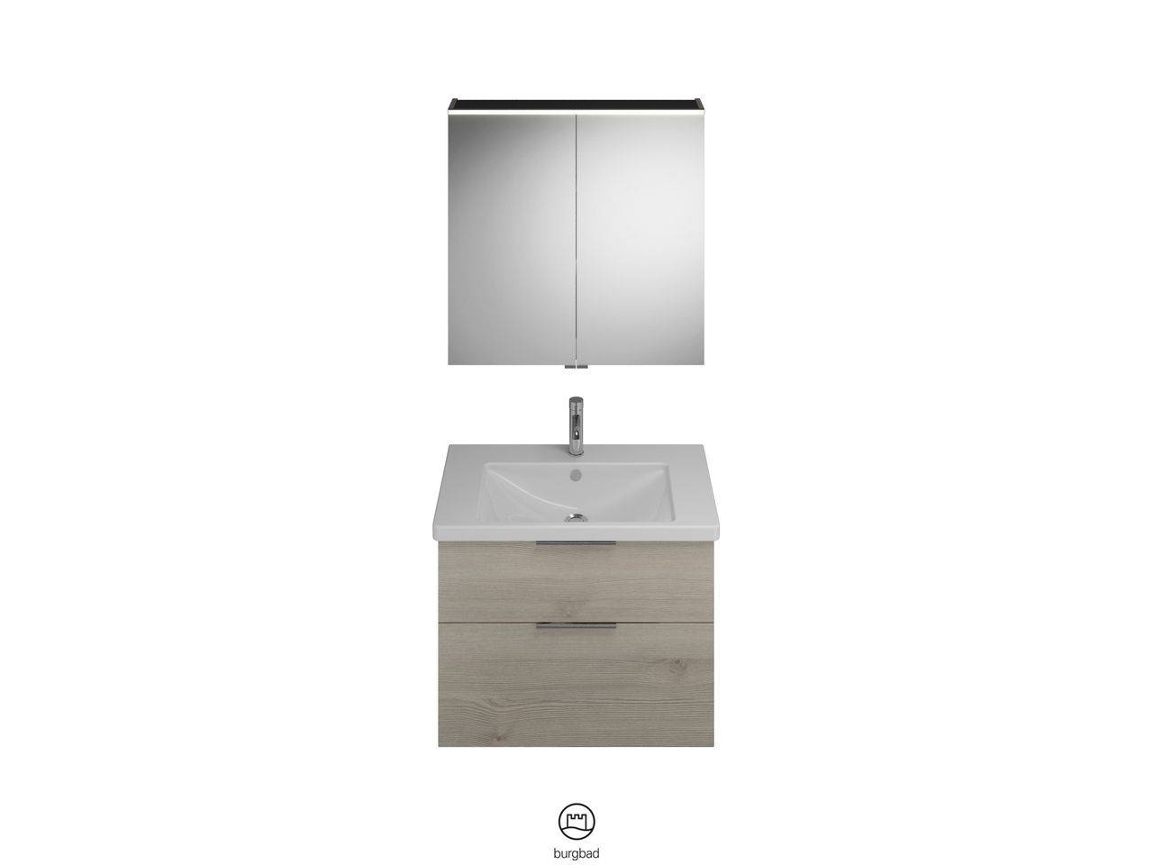 burgbad Eqio SFAN083 Badmöbel-Set mit Spiegelschrank SPGS080 + SEYQ083