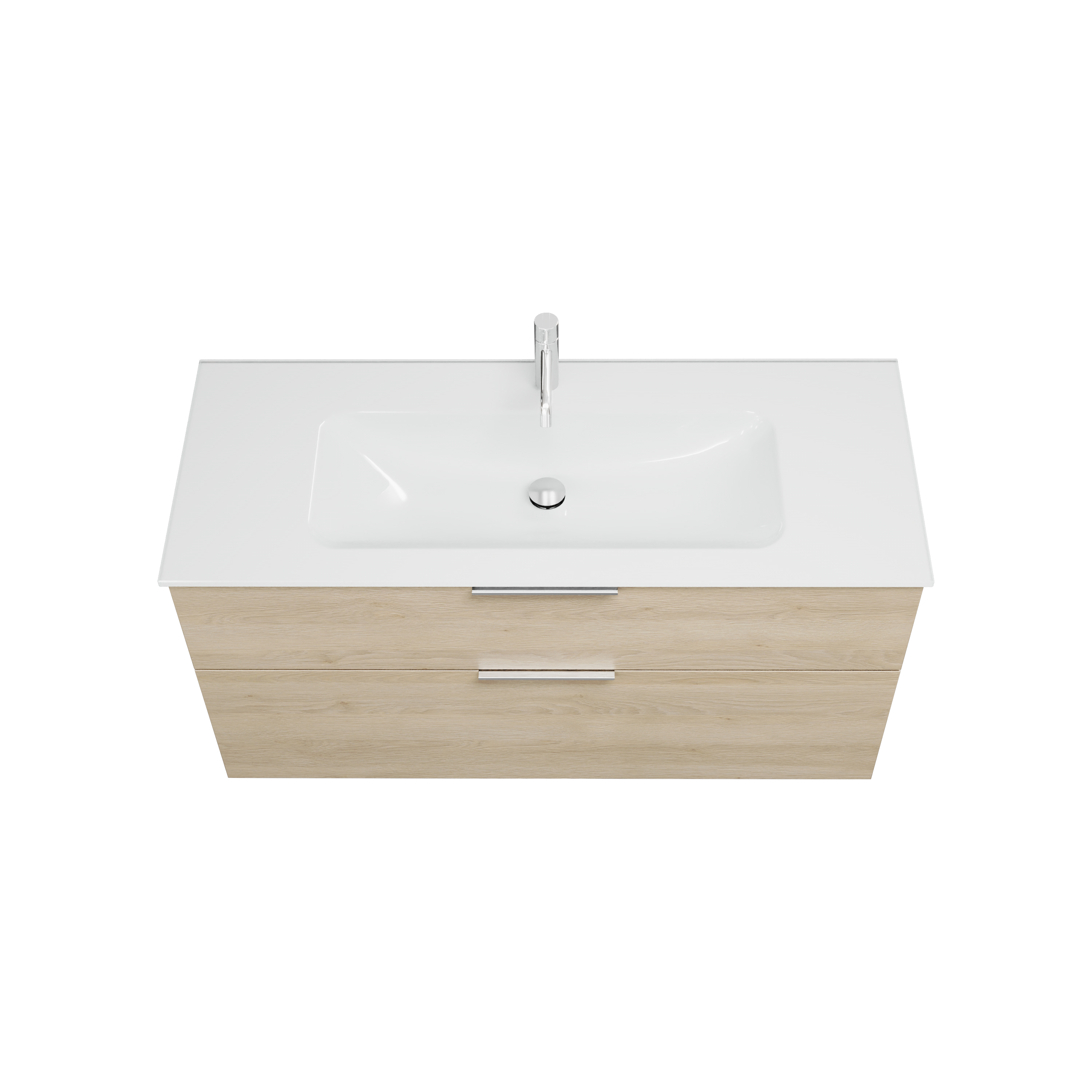 burgbad Eqio Badmöbel-Set SEYX122 mit Glas-Waschtisch, Eiche Dekor Cashmere/Weiß