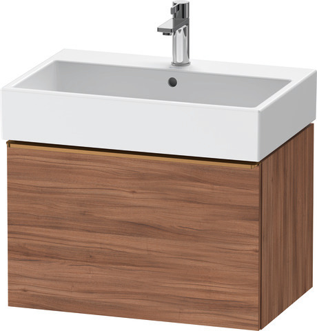Duravit D-Neo Waschtischunterbau wandhängend mit Möbelgriff Bronze gebürstet