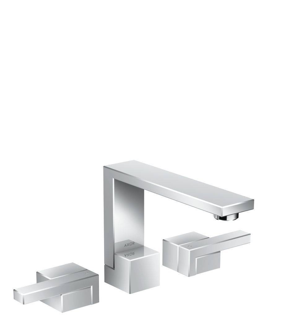 Axor Edge 3-Loch Waschtischarmatur 130 mit Push-Open Ablaufgarnitur