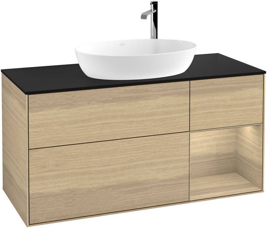 Villeroy & Boch Finion Waschtischunterschrank 1200 x 603 x 501mm, Abdeckplatte schwarz matt