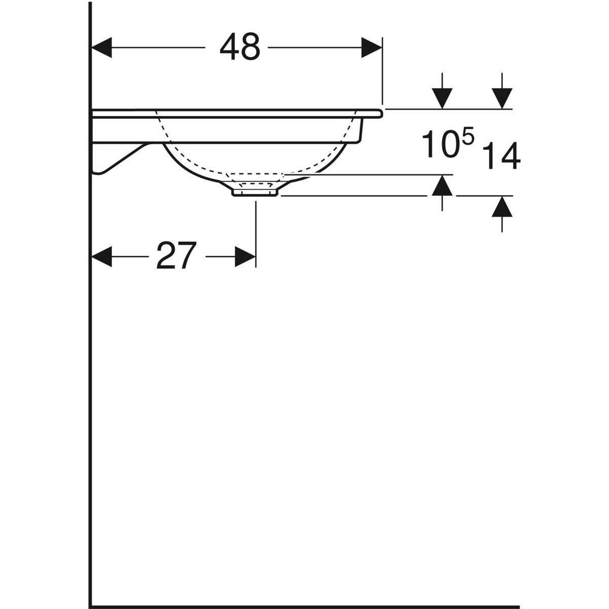 One Möbelwaschtisch 75cm, Abgang vertikal