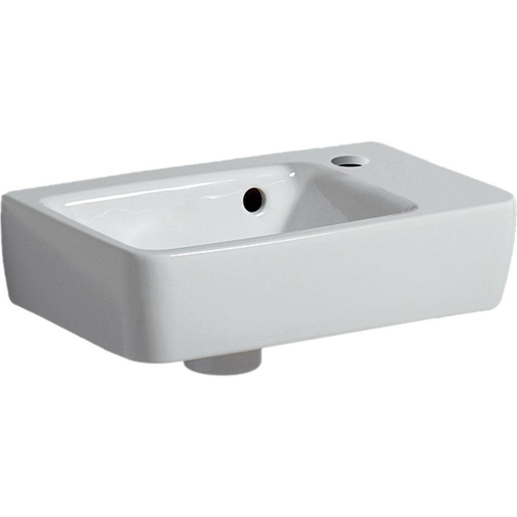 Weißes Wandwaschbecken rechteckig mit Hahnloch und Ablaufrin