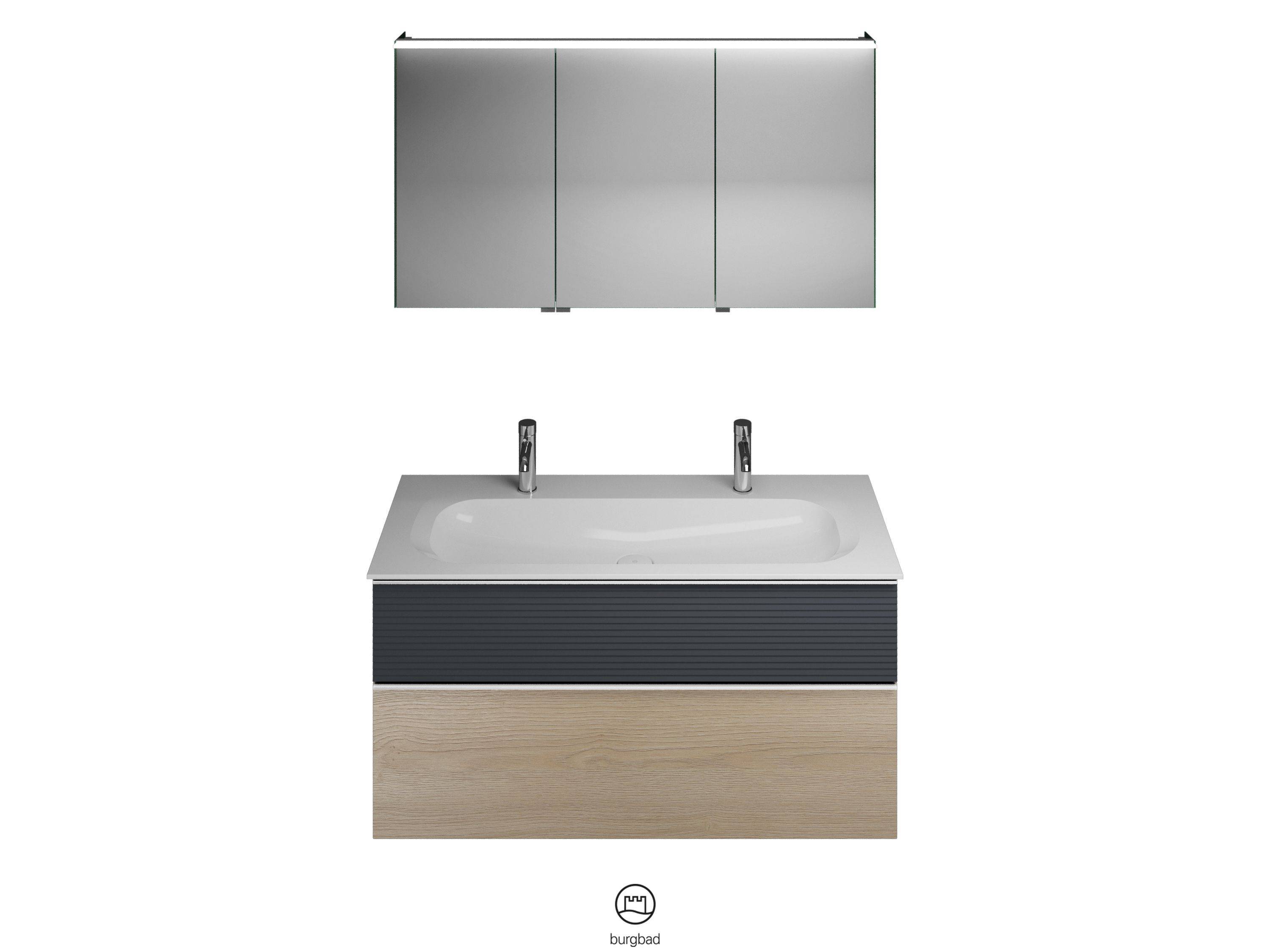 burgbad Fiumo Badmöbel-Set SFXW122 Eiche Dekor Cashmere/graphit softmatt