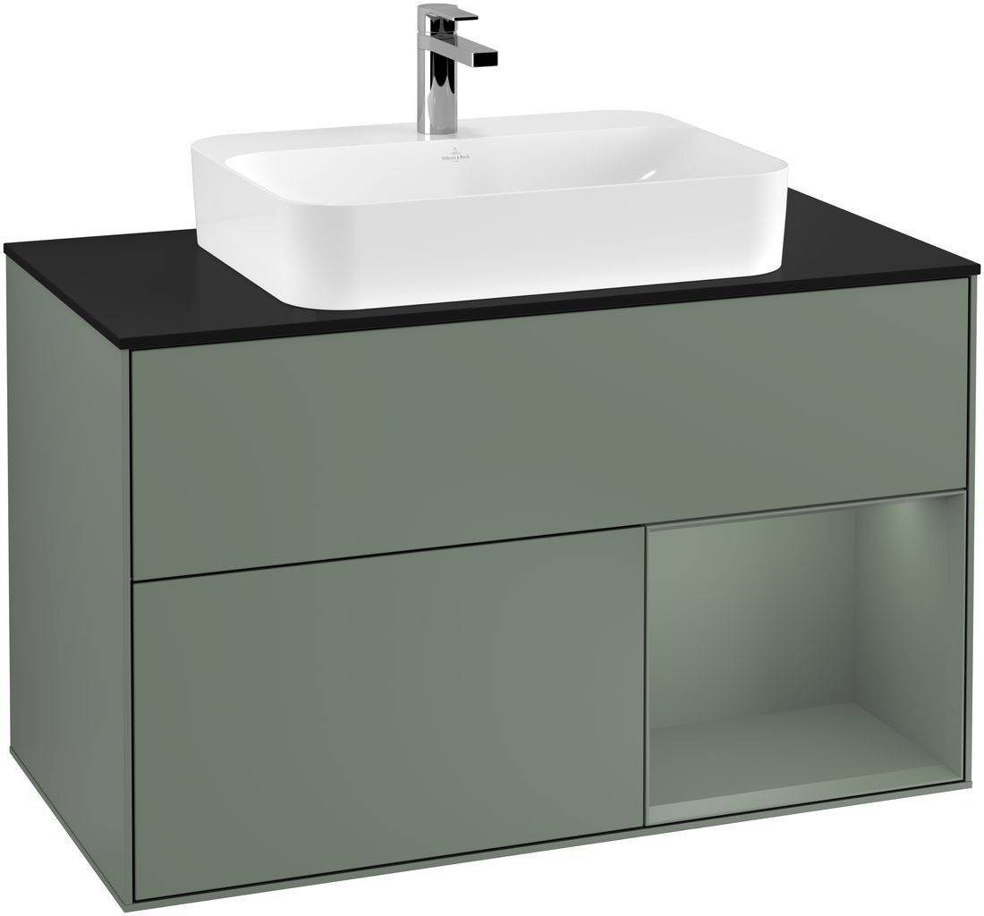 Villeroy & Boch Finion Waschtischunterschrank 1000 x 603 x 501mm, Abdeckplatte schwarz matt