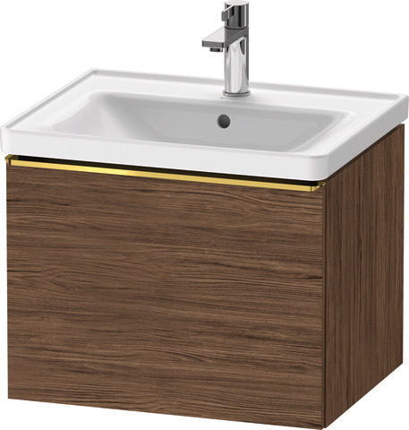 Duravit D-Neo Waschtischunterbau wandhängend mit Möbelgriff Gold poliert