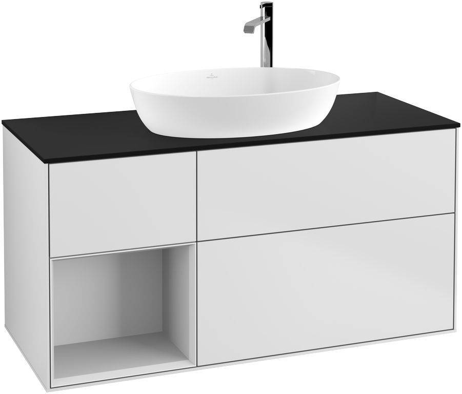 Villeroy & Boch Finion Waschtischunterschrank 1200 x 603 x 501mm, Abdeckplatte schwarz matt