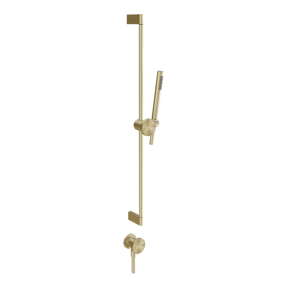 Gessi ORIGINI Brauseset mit Wandanschlussbogen messing gebürstet