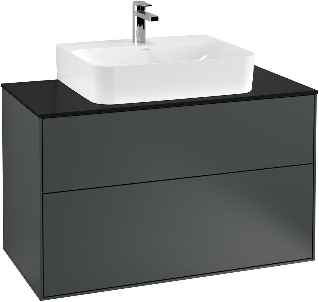 Villeroy & Boch Finion Waschtischunterschrank 1000 x 603 x 501mm, Abdeckplatte schwarz matt