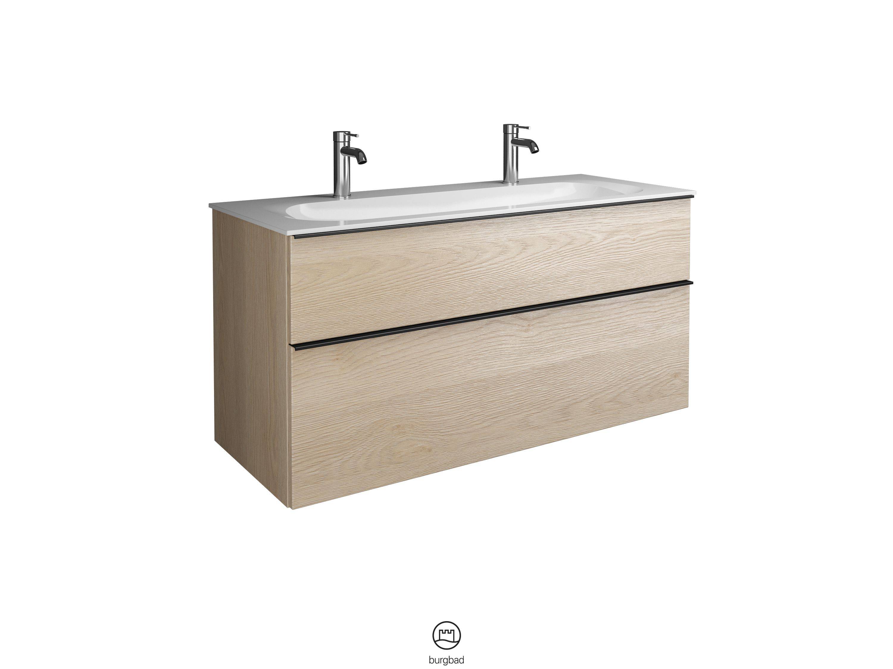 Fiumo Waschtisch mit Waschtischunterschrank SFXM122, Eiche Dekor Cashmere/Alpinweiss