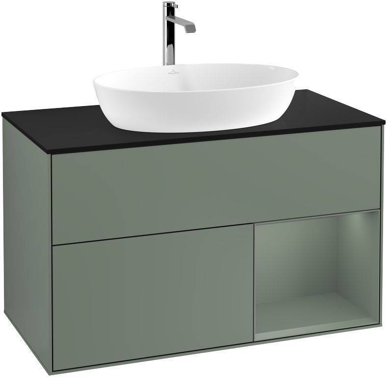 Villeroy & Boch Finion Waschtischunterschrank 1000 x 603 x 501mm, Abdeckplatte schwarz matt