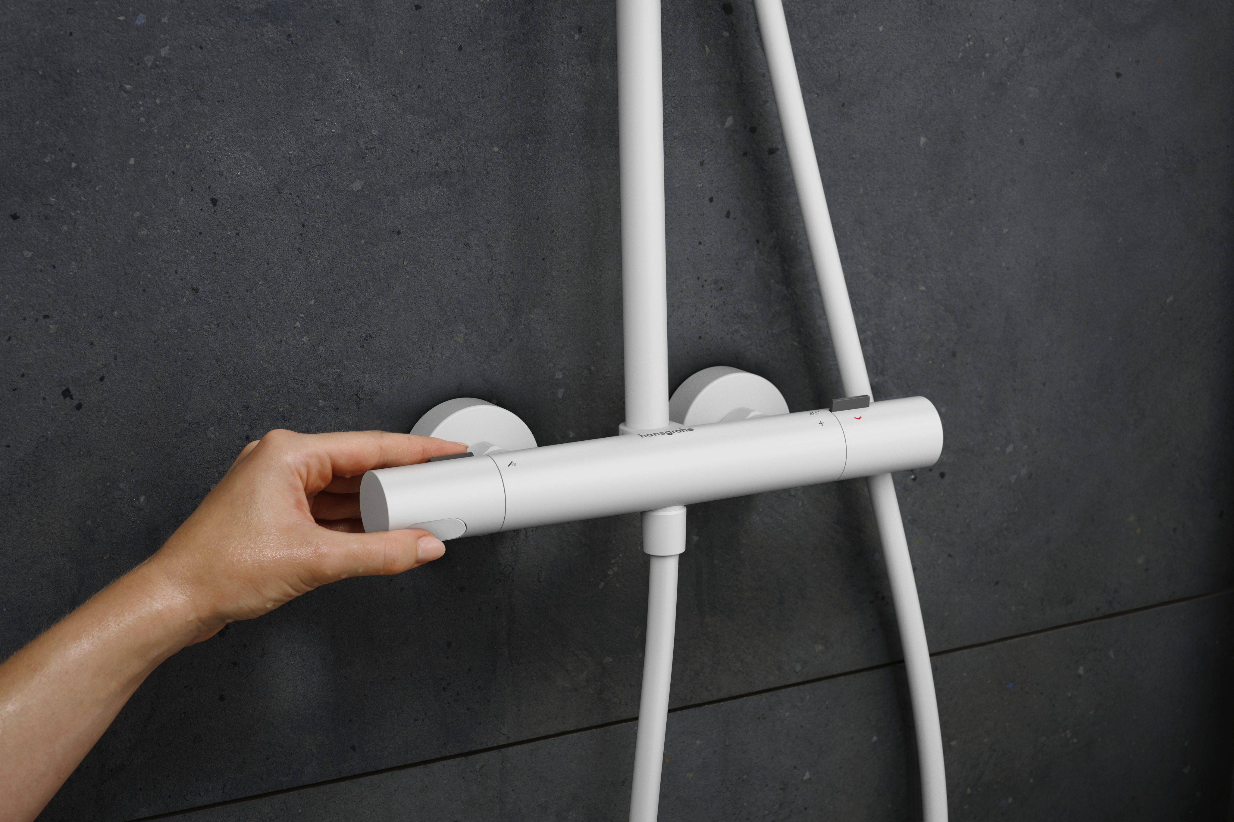 Pulsify S Puro Showerpipe 260 1jet EcoSmart with Ecostat Fine and hand shower 3jet chrome