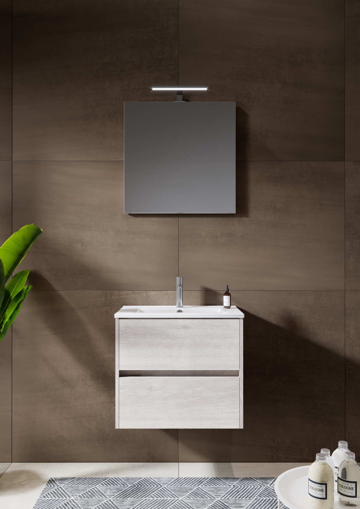 Porto Slim Badmöbel-Set 60cm mit Spiegel