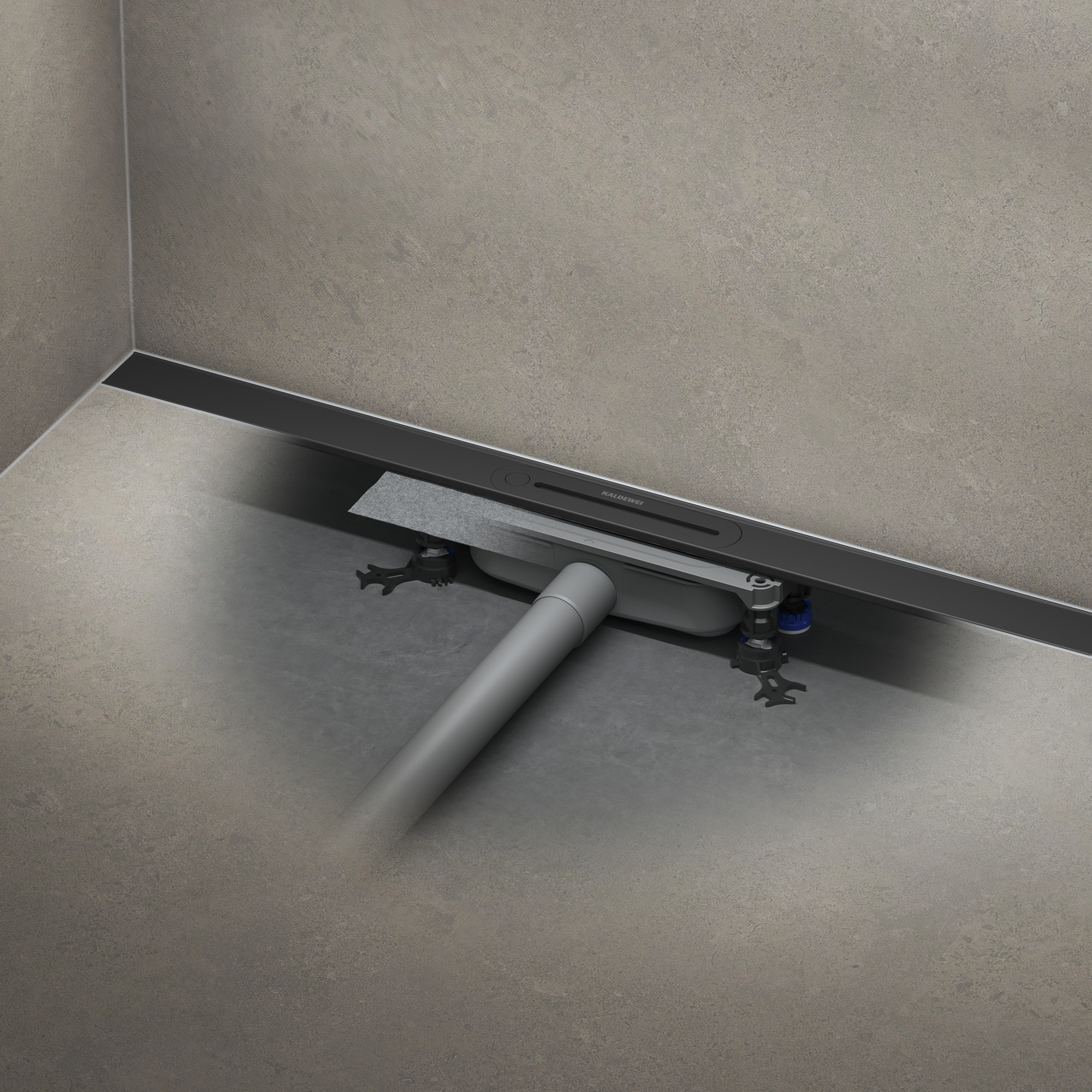 Flowline Zero Duschrinnen-Set mit FlowDrain Regular, 1200mm, champagner gebürstet