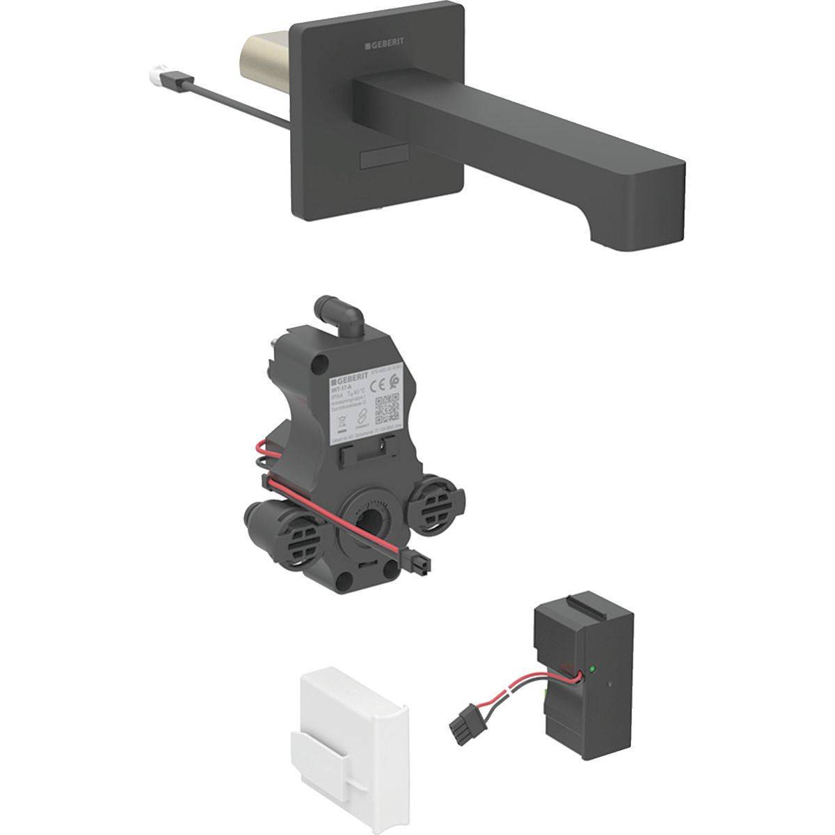 Geberit Brenta Waschtischarmatur zur Wandmontage, Netzbetrieb, für UP-Funktionsbox, 17cm