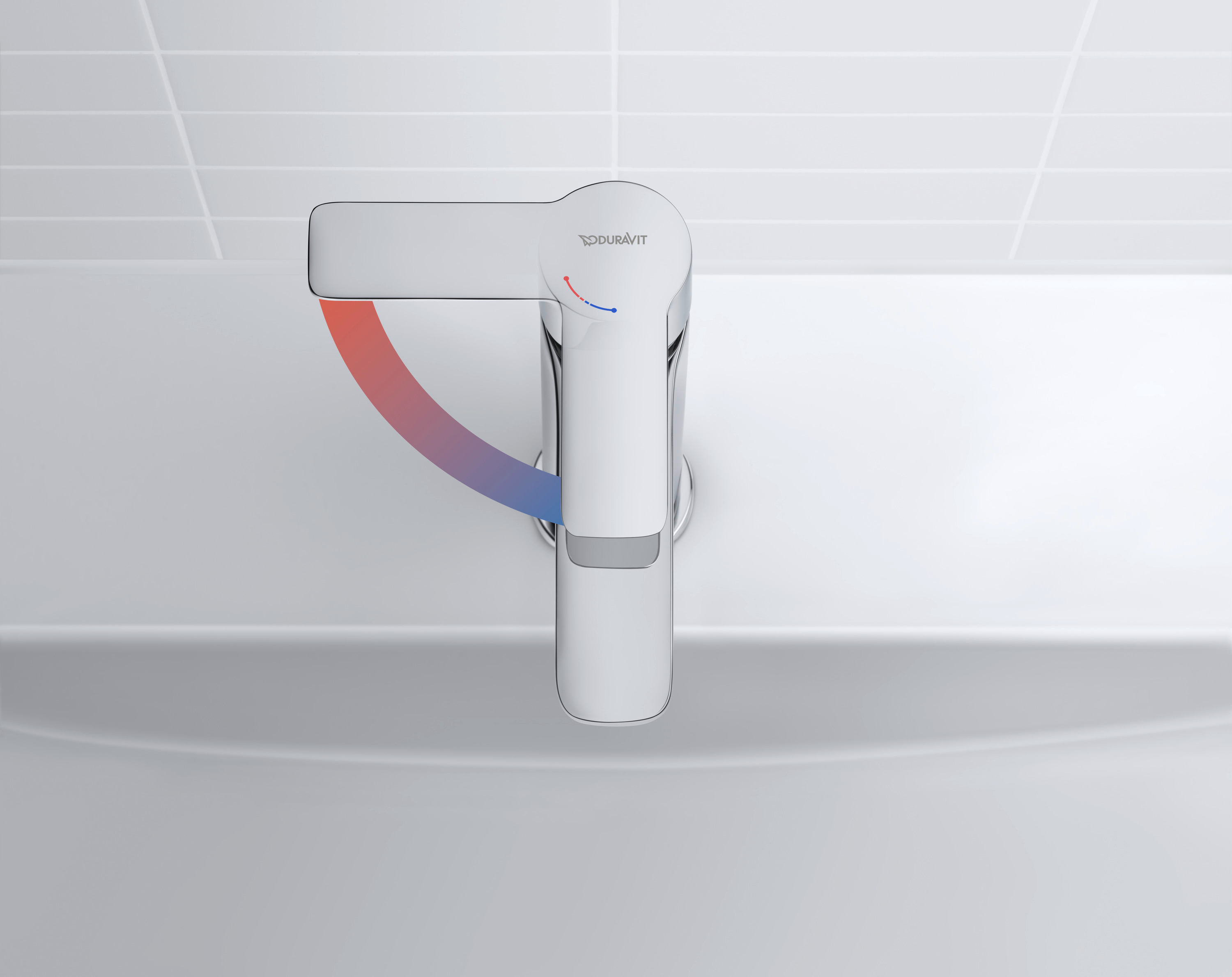 Duravit Einhebel-Wasserhahn mit roten und blauen Temperatura